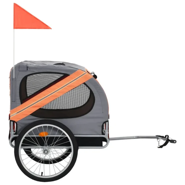 vidaXL Pet Bike Trailer Orange and Gray - Image 2