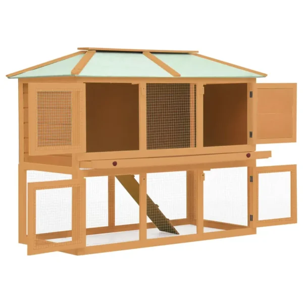 vidaXL Animal Rabbit Cage Double Floor Wood - Image 2