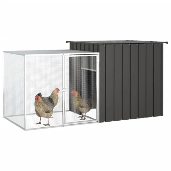 vidaXL Chicken Cage Anthracite 78.7"x35.8"x39.4" Galvanized Steel - Image 2