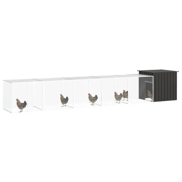 vidaXL Chicken Cage Anthracite 236.2"x35.8"x39.4" Galvanized Steel - Image 2