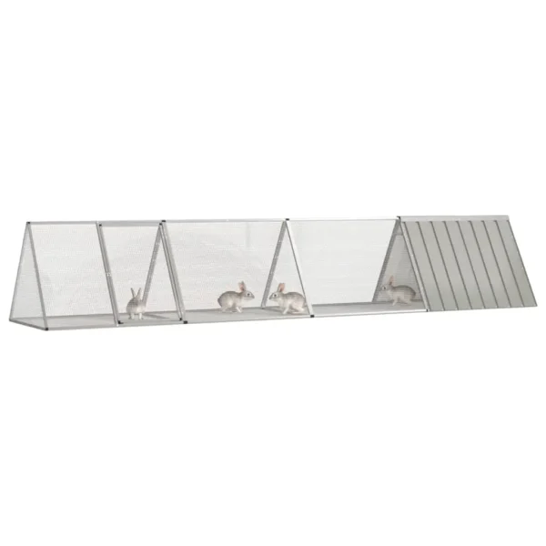 vidaXL Rabbit Cage Gray 158.9"x31.7"x28" Galvanized Steel - Image 2