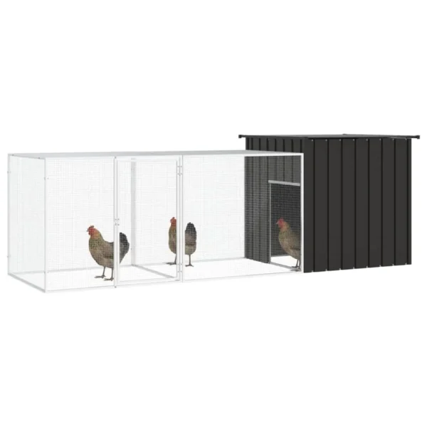 vidaXL Chicken Cage Anthracite 118.1"x35.8"x39.4" Galvanized Steel - Image 2