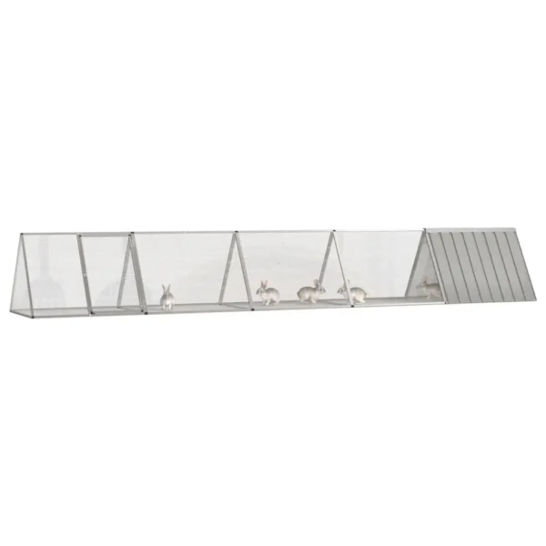 vidaXL Rabbit Cage Gray 198.6"x31.7"x28" Galvanized Steel - Image 2