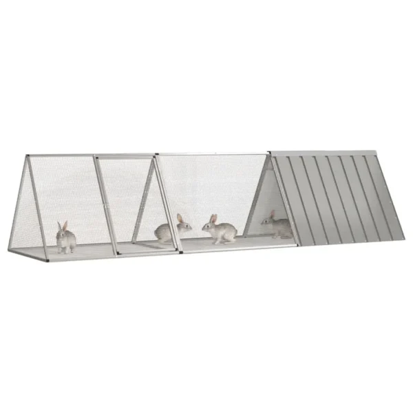 vidaXL Rabbit Cage Gray 119.1"x31.7"x28" Galvanized Steel - Image 2