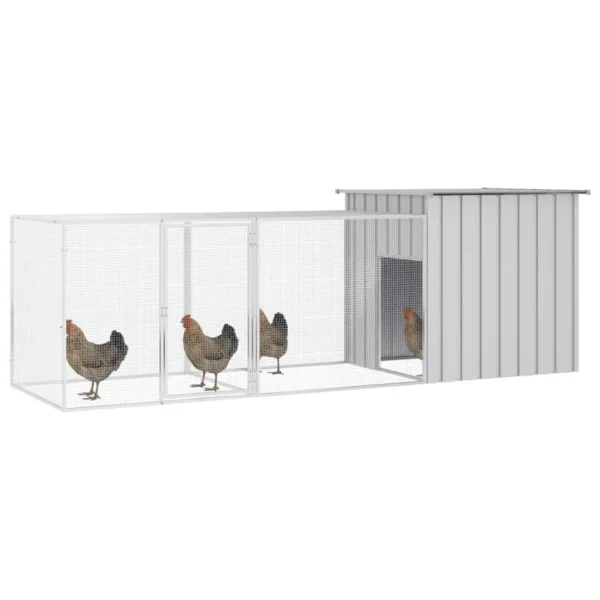 vidaXL Chicken Cage Gray 118.1"x35.8"x39.4" Galvanized Steel - Image 2