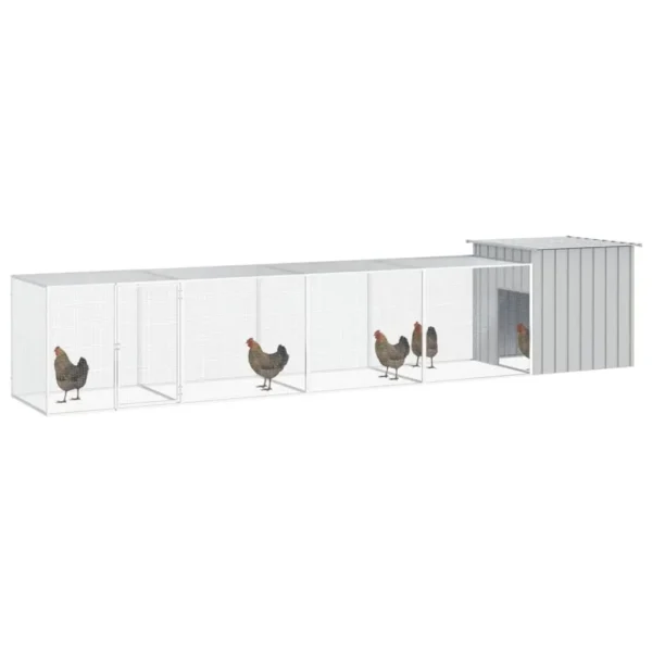 vidaXL Chicken Cage Gray 196.9"x35.8"x39.4" Galvanized Steel - Image 2