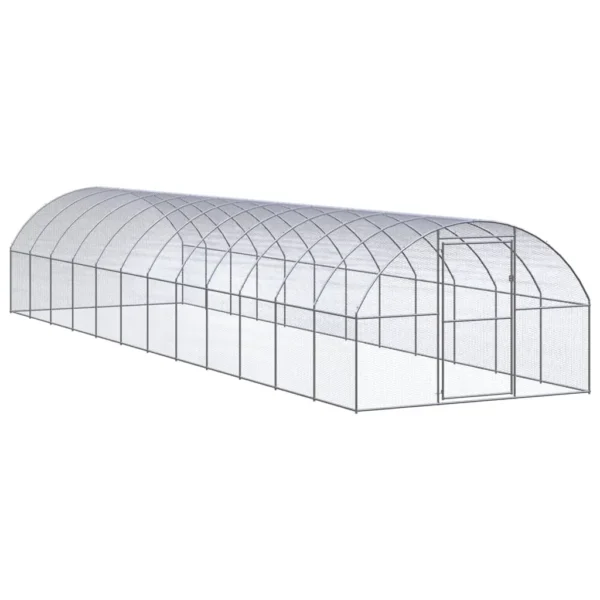 vidaXL Outdoor Chicken Coop 9.8'x39.4'x6.6' Galvanized Steel