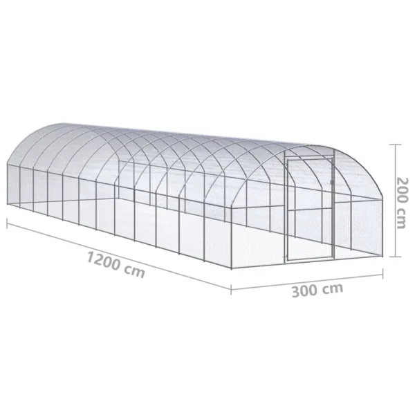 vidaXL Outdoor Chicken Coop 9.8'x39.4'x6.6' Galvanized Steel - Image 6