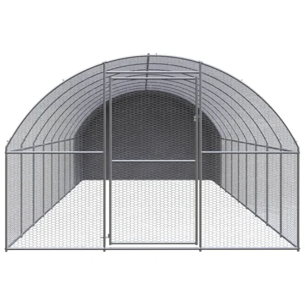 vidaXL Outdoor Chicken Coop 9.8'x32.8'x6.6' Galvanized Steel - Image 2