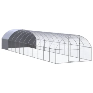 vidaXL Outdoor Chicken Coop 9.8'x39.4'x6.6' Galvanized Steel