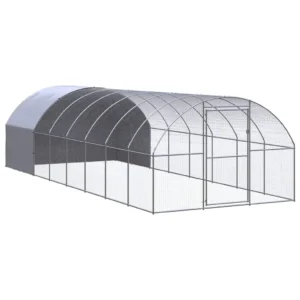 vidaXL Outdoor Chicken Coop 9.8'x26.2'x6.6' Galvanized Steel