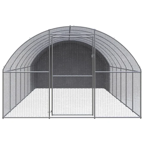 vidaXL Outdoor Chicken Coop 9.8'x26.2'x6.6' Galvanized Steel - Image 2