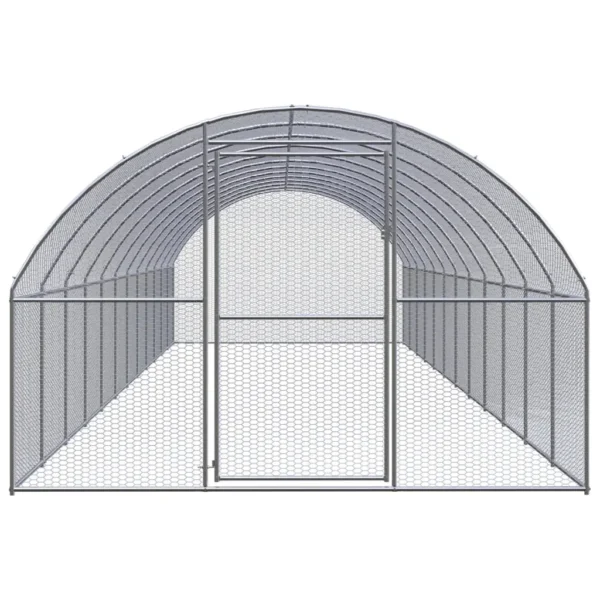 vidaXL Outdoor Chicken Coop 9.8'x39.4'x6.6' Galvanized Steel - Image 7