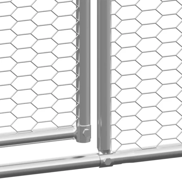 vidaXL Outdoor Chicken Coop 9.8'x39.4'x6.6' Galvanized Steel - Image 9