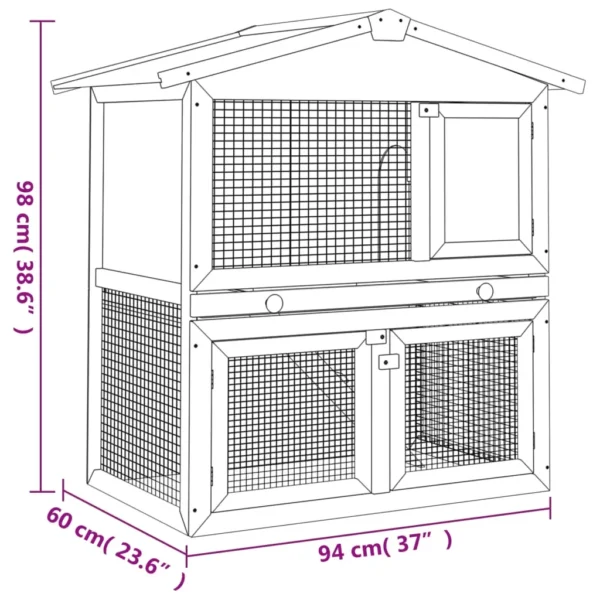 vidaXL Outdoor Rabbit Hutch Small Animal House Pet Cage 3 Doors Wood - Image 9