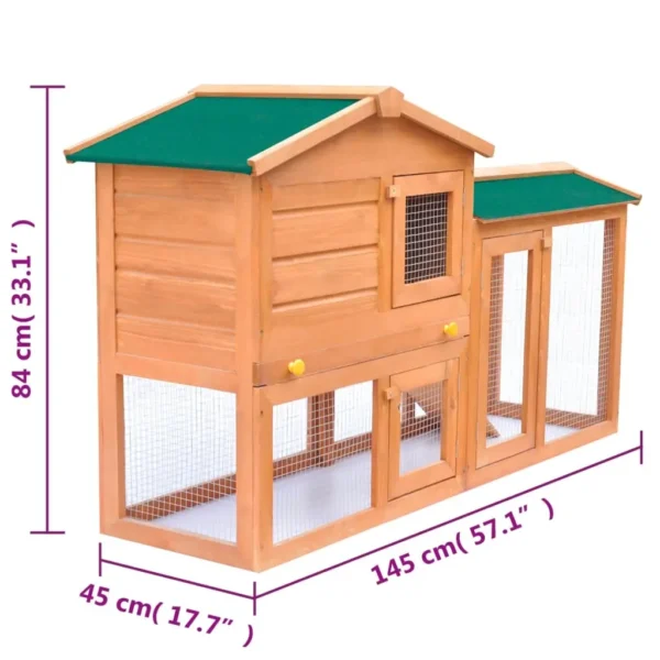 vidaXL Outdoor Large Rabbit Hutch Small Animal House Pet Cage Wood - Image 7