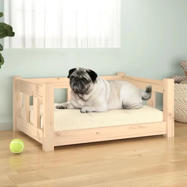 vidaXL Dog Bed 25.8"x19.9"x11" Solid Wood Pine