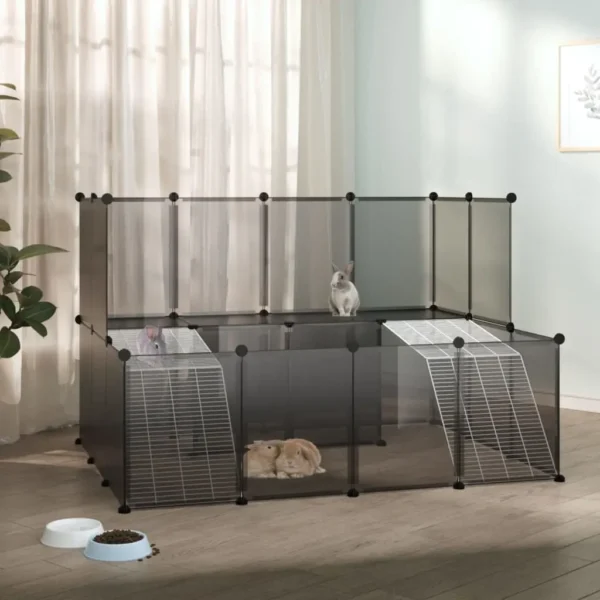 vidaXL Small Animal Cage Black 56.3"x42.1"x36.6" PP and Steel