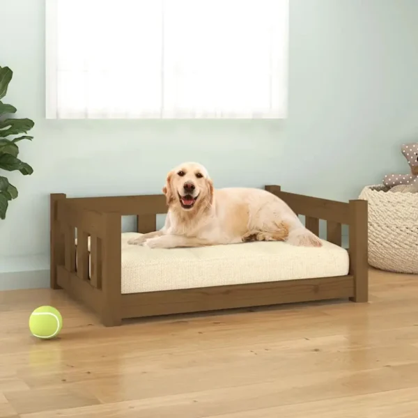 vidaXL Dog Bed Honey Brown 29.7"x21.9"x11" Solid Wood Pine