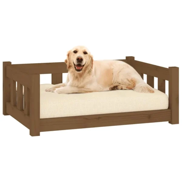 vidaXL Dog Bed Honey Brown 29.7"x21.9"x11" Solid Wood Pine - Image 3