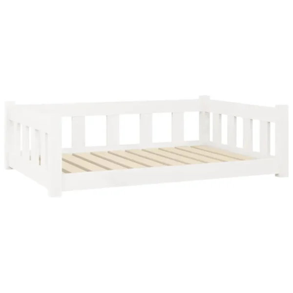 vidaXL Dog Bed White 37.6"x25.8"x11" Solid Wood Pine - Image 2