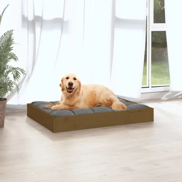 vidaXL Dog Bed Honey Brown 28.1"x21.3"x3.5" Solid Wood Pine - Image 5