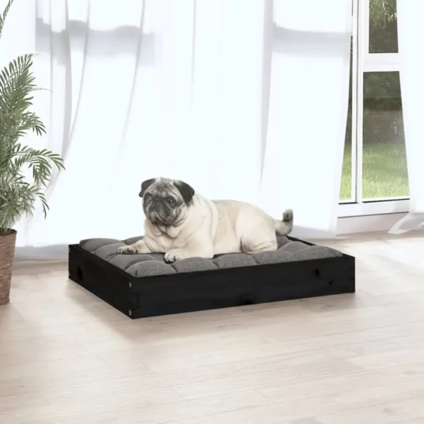 vidaXL Dog Bed Black 24.2"x19.3"x3.5" Solid Wood Pine - Image 5