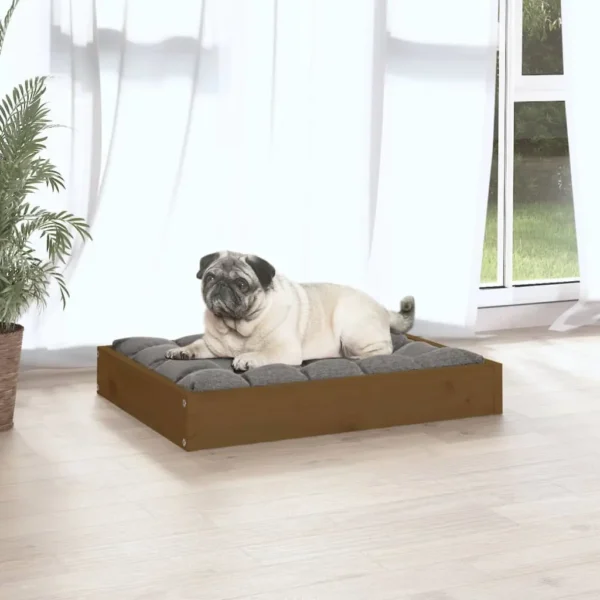 vidaXL Dog Bed Honey Brown 24.2"x19.3"x3.5" Solid Wood Pine - Image 5