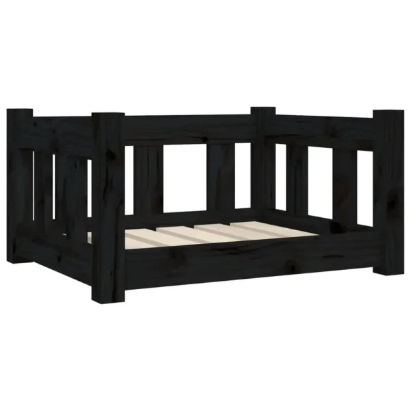 vidaXL Dog Bed Black 21.9"x17.9"x11" Solid Wood Pine - Image 2