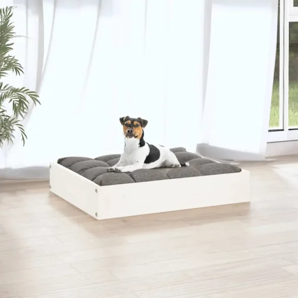 vidaXL Dog Bed White 20.3"x17.3"x3.5" Solid Wood Pine - Image 5