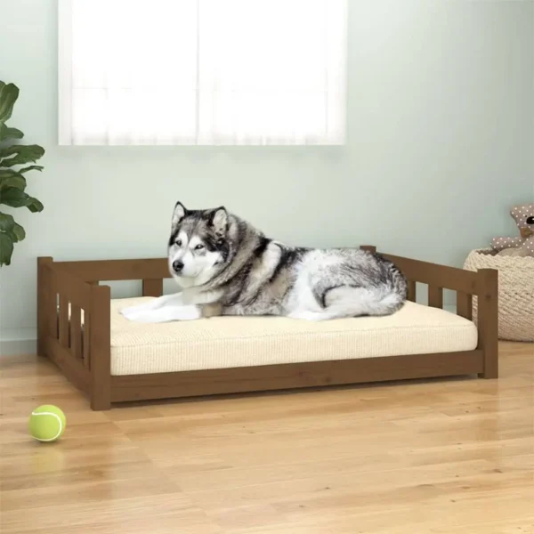 vidaXL Dog Bed Honey Brown 41.5"x29.7"x11" Solid Wood Pine