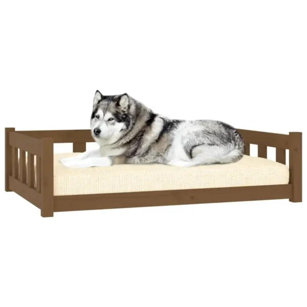 vidaXL Dog Bed Honey Brown 41.5"x29.7"x11" Solid Wood Pine - Image 3