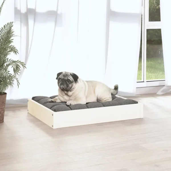 vidaXL Dog Bed White 24.2"x19.3"x3.5" Solid Wood Pine - Image 5