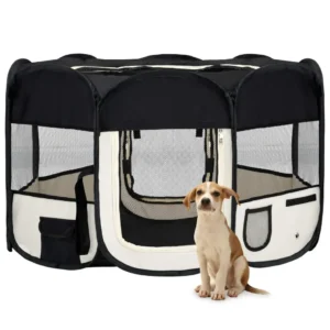 vidaXL Foldable Dog Playpen with Carrying Bag Black 49.2"x49.2"x24"