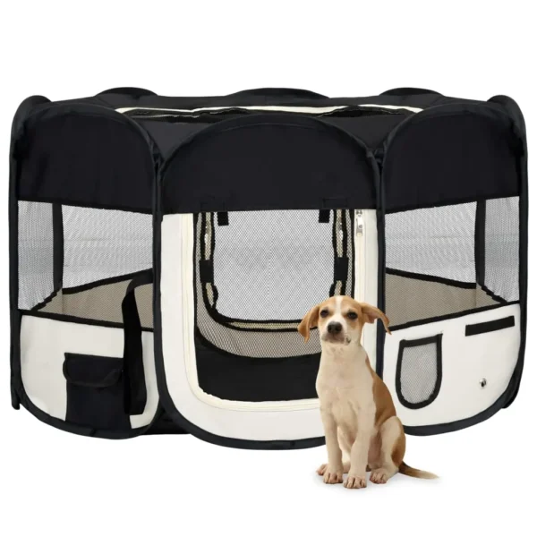 vidaXL Foldable Dog Playpen with Carrying Bag Black 49.2"x49.2"x24"