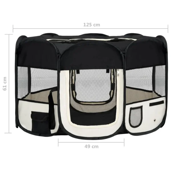 vidaXL Foldable Dog Playpen with Carrying Bag Black 49.2"x49.2"x24" - Image 11