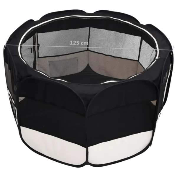 vidaXL Foldable Dog Playpen with Carrying Bag Black 49.2"x49.2"x24" - Image 12