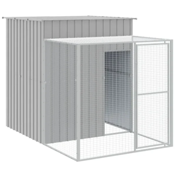 vidaXL Chicken Cage with Run Light Gray 65"x98.8"x71.3" Galvanized Steel - Image 2