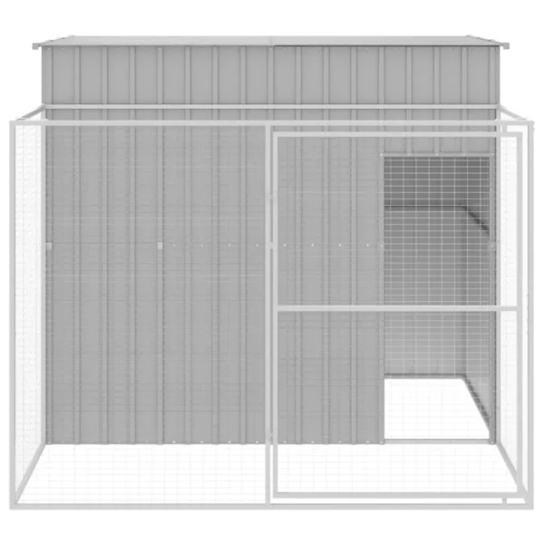 vidaXL Dog House with Run Light Gray 84.3"x99.6"x71.3" Galvanized Steel - Image 3