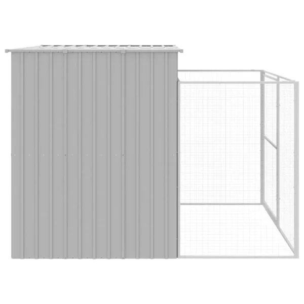 vidaXL Dog House with Run Light Gray 84.3"x99.6"x71.3" Galvanized Steel - Image 4