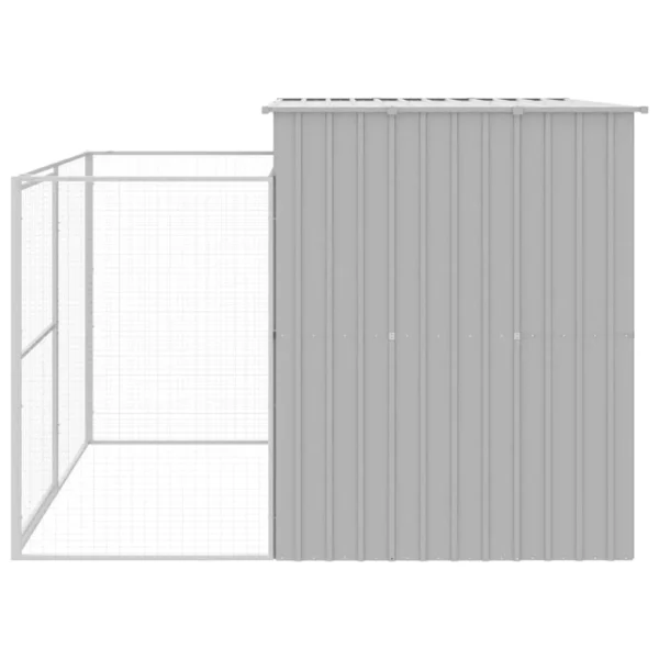 vidaXL Dog House with Run Light Gray 84.3"x99.6"x71.3" Galvanized Steel - Image 5