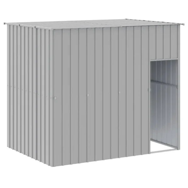 vidaXL Dog House with Run Light Gray 84.3"x99.6"x71.3" Galvanized Steel - Image 6