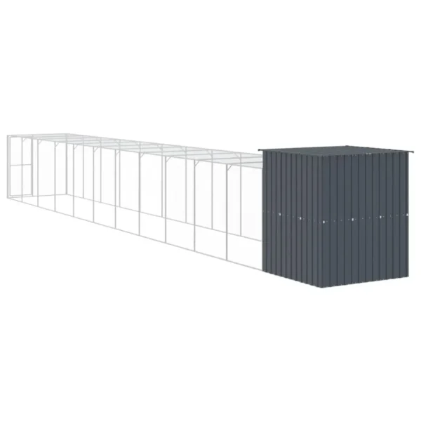 vidaXL Chicken Cage with Run Anthracite 65"x500.4"x71.3" Galvanized Steel - Image 3