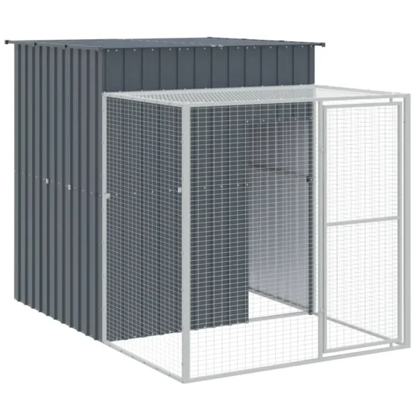 vidaXL Chicken Cage with Run Anthracite 65"x500.4"x71.3" Galvanized Steel - Image 4