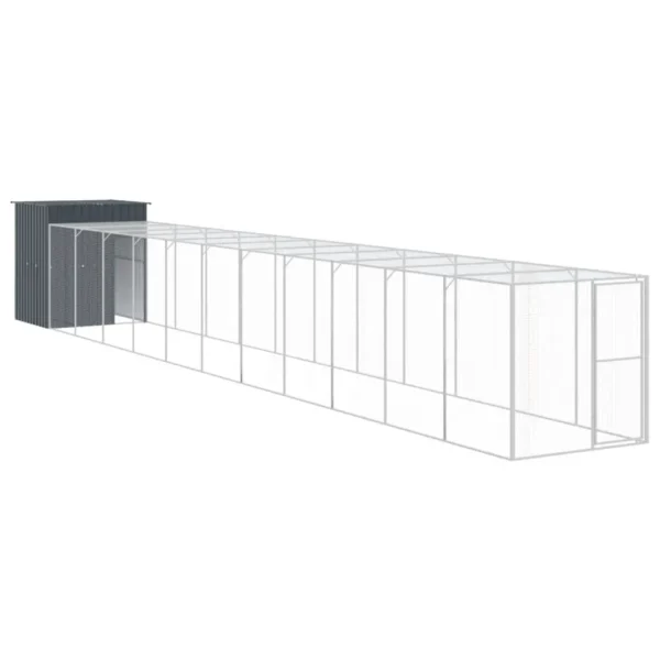 vidaXL Chicken Cage with Run Anthracite 65"x500.4"x71.3" Galvanized Steel - Image 6