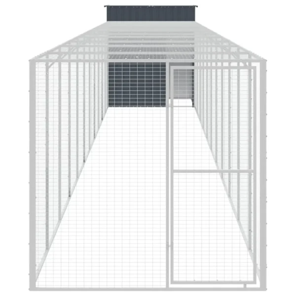 vidaXL Chicken Cage with Run Anthracite 65"x500.4"x71.3" Galvanized Steel - Image 7