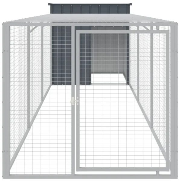 vidaXL Chicken Cage with Run Anthracite 43.3"x159.4"x43.3" Galvanized Steel - Image 3