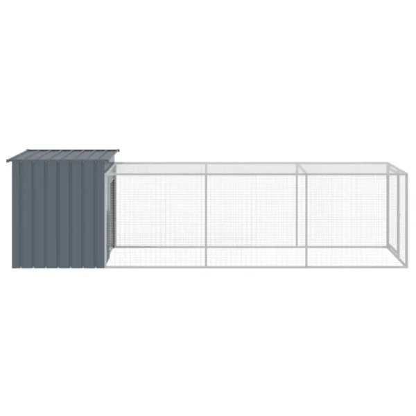 vidaXL Chicken Cage with Run Anthracite 43.3"x159.4"x43.3" Galvanized Steel - Image 4