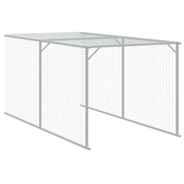 vidaXL Chicken Cage with Run Anthracite 43.3"x159.4"x43.3" Galvanized Steel - Image 7