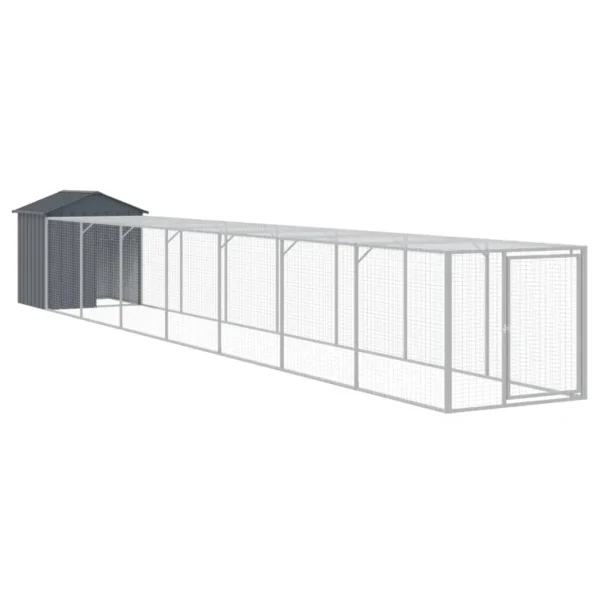 vidaXL Chicken Cage with Run Anthracite 46.1"x320.1"x48.4" Galvanized Steel - Image 2